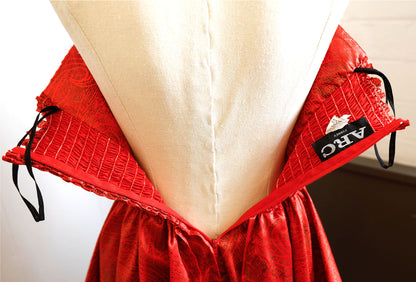 1980's Arc Red Strapless Dress with Peplum