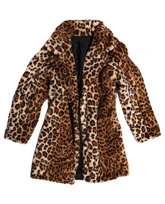 Leopard print faux fur jacket
