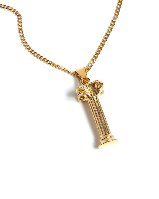 Classical column charm on necklace