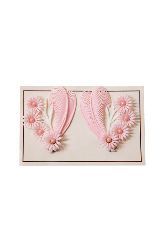 Pastel pink climbing flower plastic clip ons